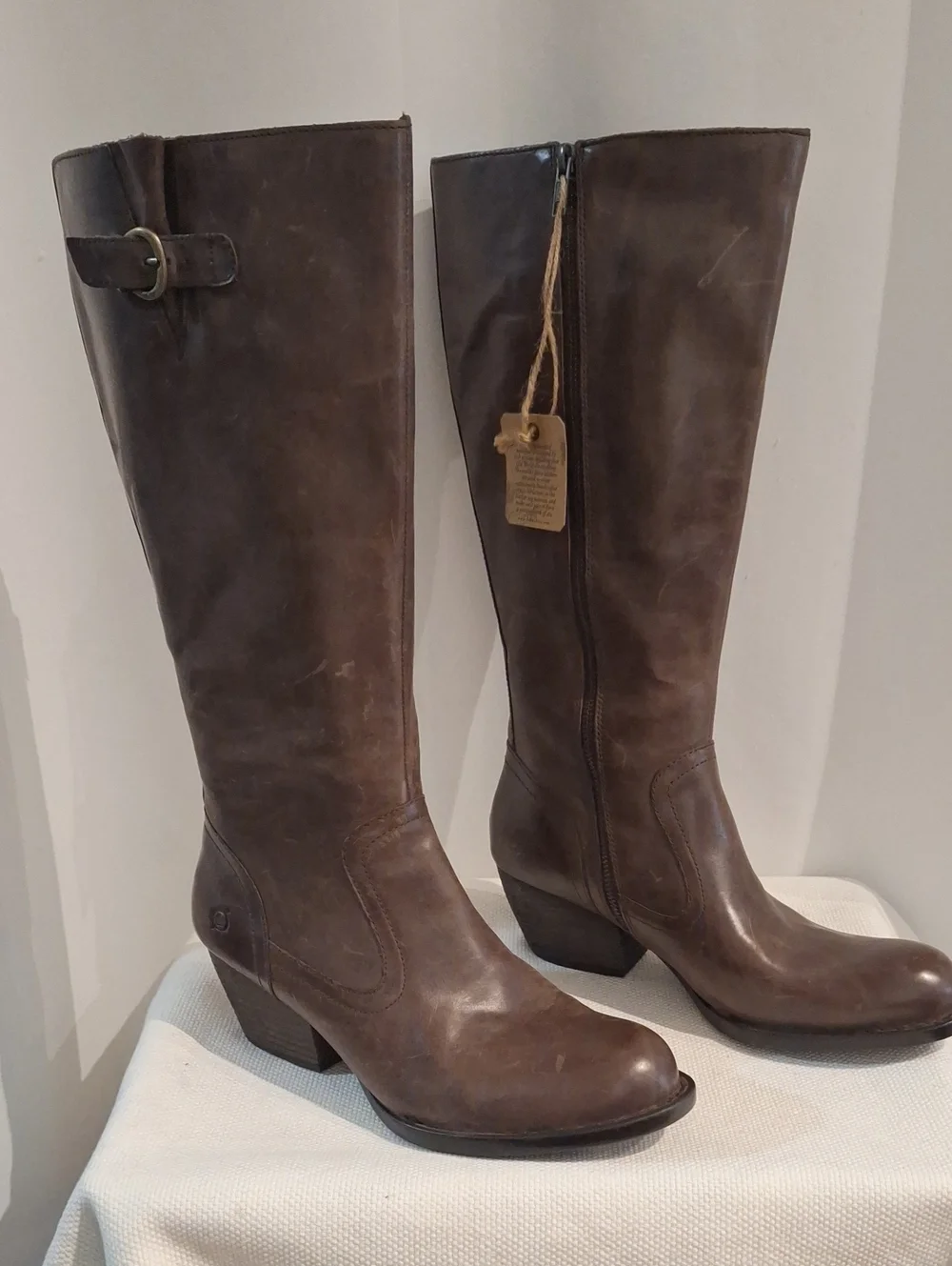 Born Harding Brown Leather Knee-High Boots - Classic Riding Style